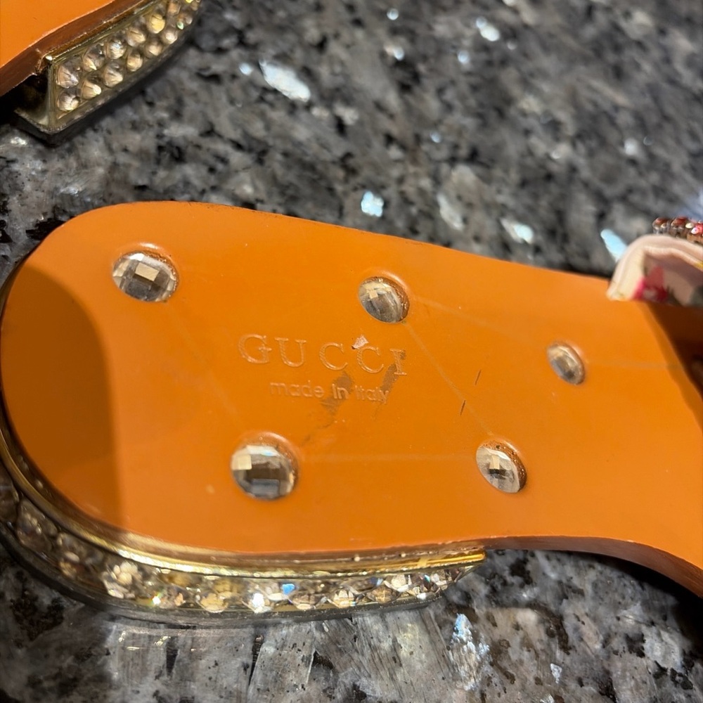 Gucci Lupe Pearl Crystal Slide Sandals Size 40 Bejeweled Pearls Stones - Picture 4 of 15